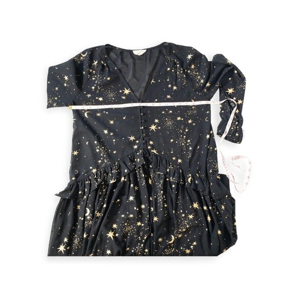 If By Sea Black Celestial Print Dress With Stars & Moons SZ L Sheer Dress - Picture 9 of 9